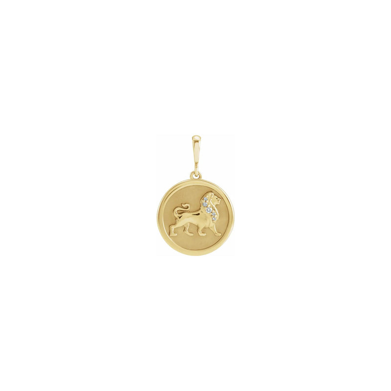Lion Framed Medallion Pendant yellow (14K) front - Popular Jewelry - New York