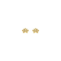 Lotus Flower Contour Stud Earrings yellow (14K) front - Popular Jewelry - New York