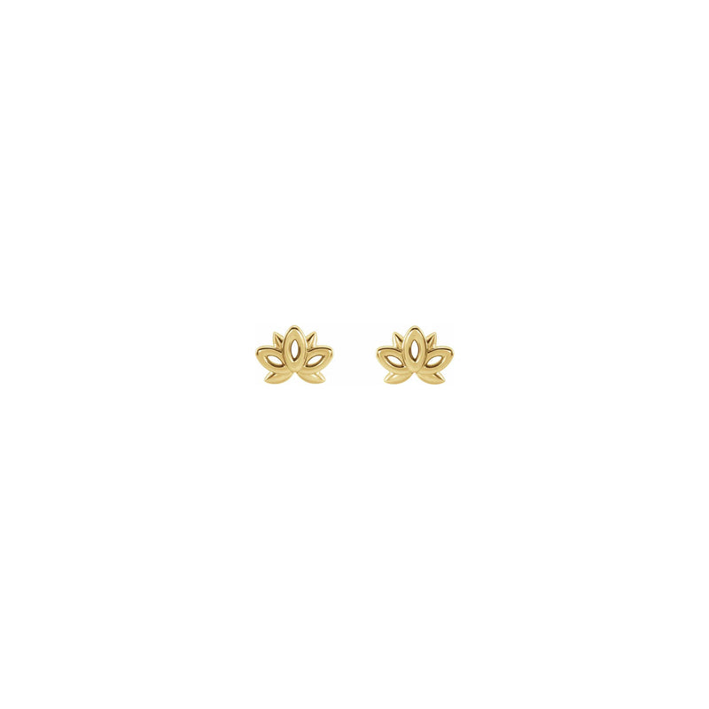 Lotus Flower Contour Stud Earrings yellow (14K) front - Popular Jewelry - New York