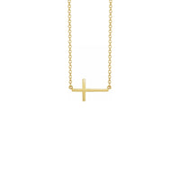 Srednja ogrlica sa bočnim križem žuta (14K) prednja strana - Popular Jewelry - New York