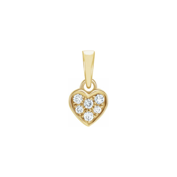 Mini Diamond Cluster Heart Pendant yellow (14K) front - Popular Jewelry - New York