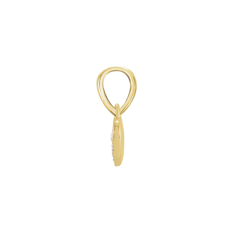 Mini Diamond Cluster Heart Pendant yellow (14K) side - Popular Jewelry - New York