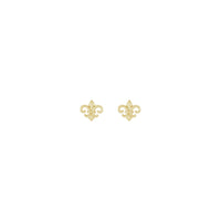 Mini Fleur-de-lis Stud Earrings yellow (14K) front - Popular Jewelry - New York