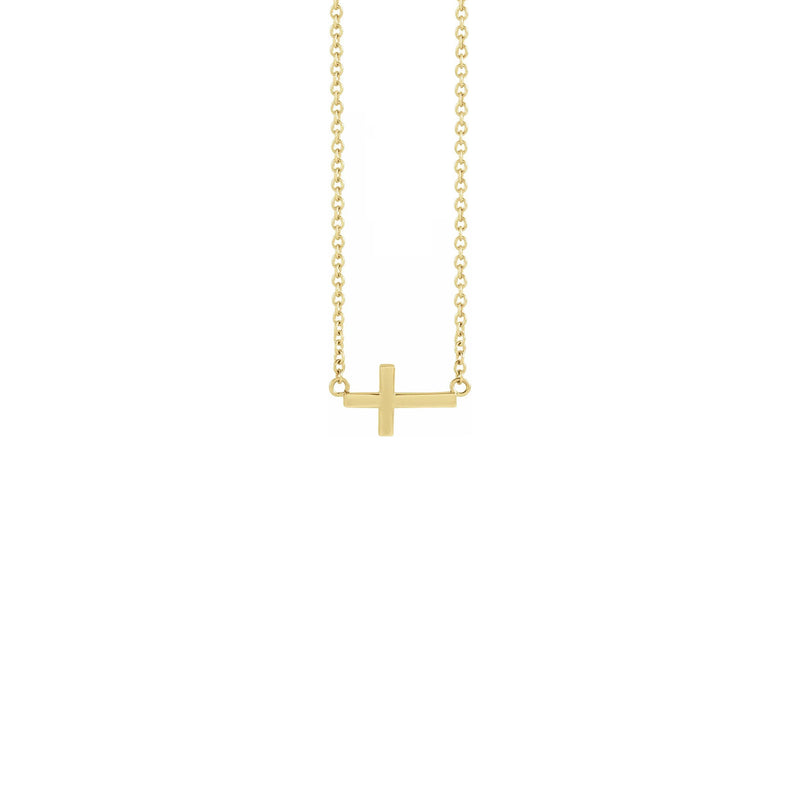 Mini Sideways Cross Necklace yellow (14K) front - Popular Jewelry - New York