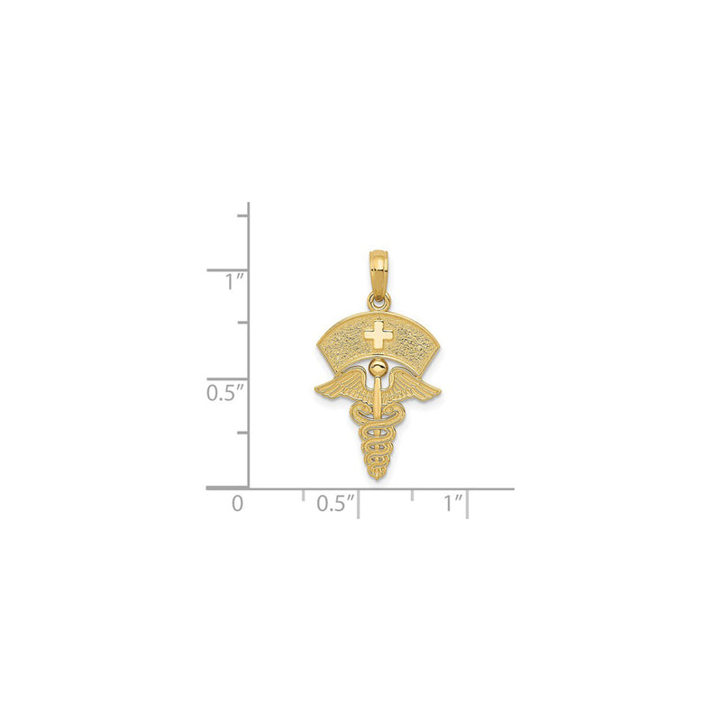 Nurse Cap Caduceus Pendant (14K) scale - Popular Jewelry - New York