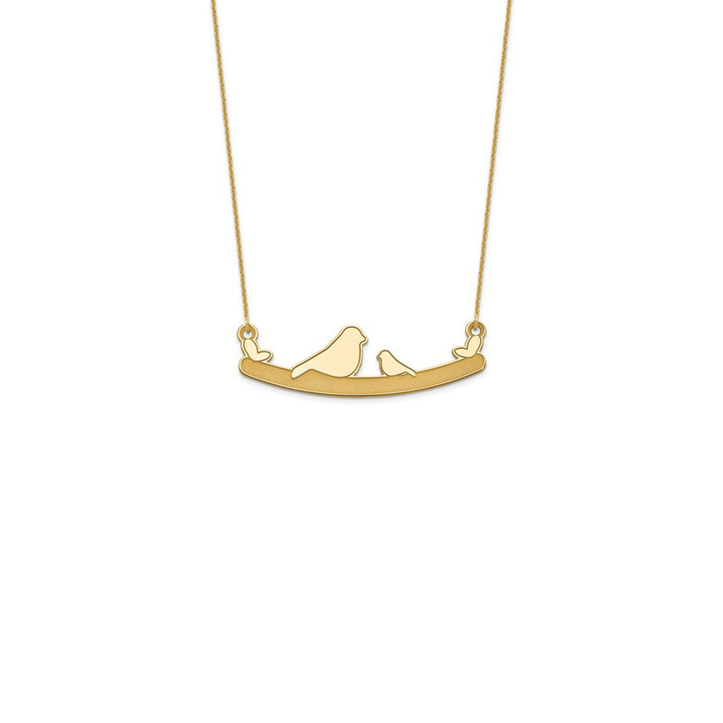 Bird Family Necklace yellow (14K) front - Popular Jewelry - New York