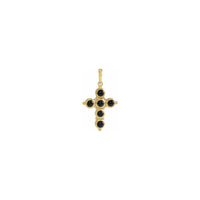 Onyx Cabochon Cross pendant jòn (14K) devan - Popular Jewelry - Nouyòk