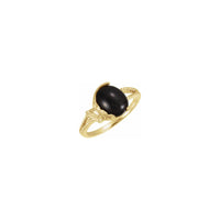 Oval Cabochon Onyx Leafy Ring yellow (14K) main - Popular Jewelry - New York