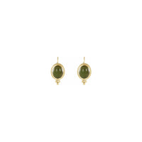 Oval Nephrite Jade Rope Framed Earrings (14K) front - Popular Jewelry - New York