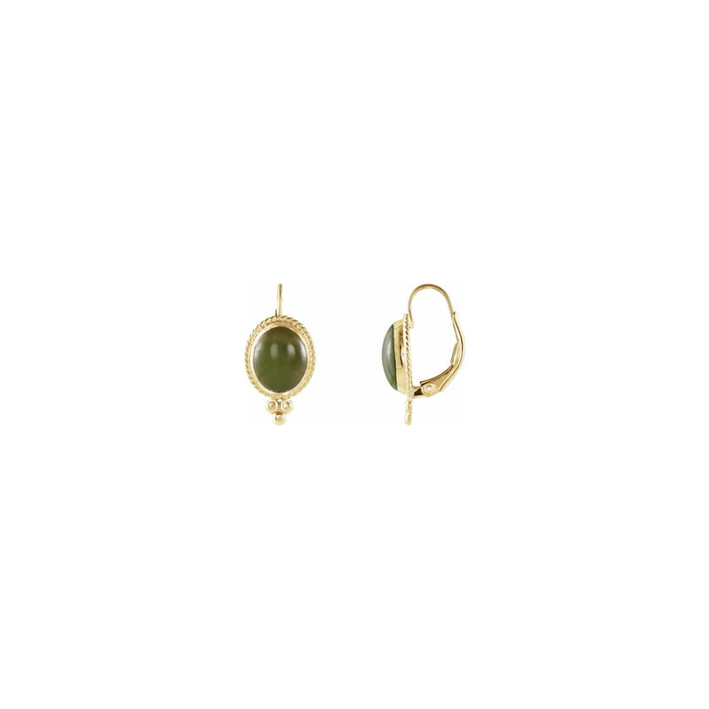 Oval Nephrite Jade Rope Framed Earrings (14K) main - Popular Jewelry - New York
