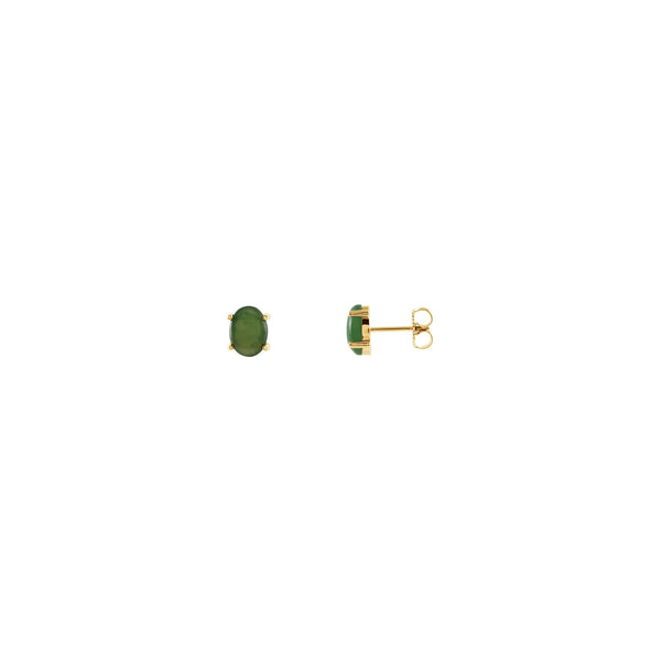 Oval Nephrite Jade Stud Earrings (14K) main - Popular Jewelry - New York