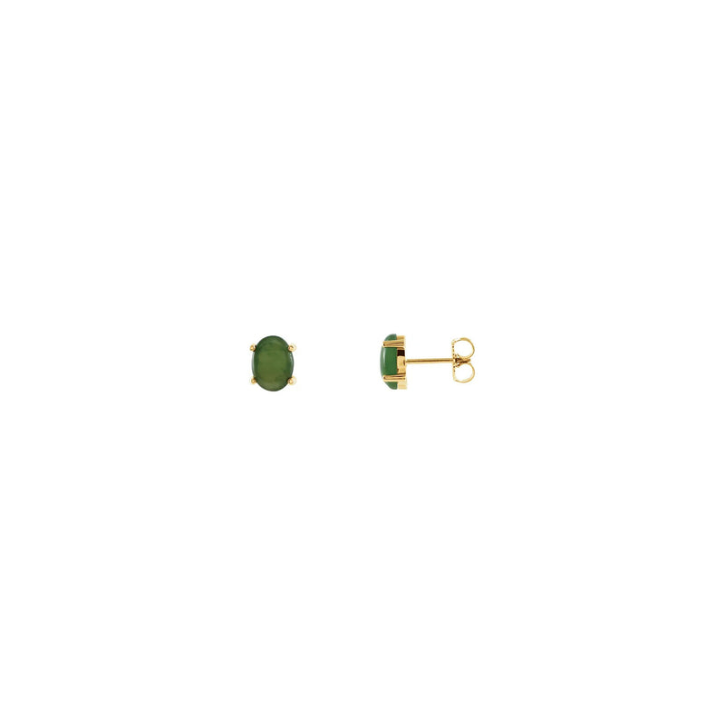 Oval Nephrite Jade Stud Earrings (14K) main - Popular Jewelry - New York