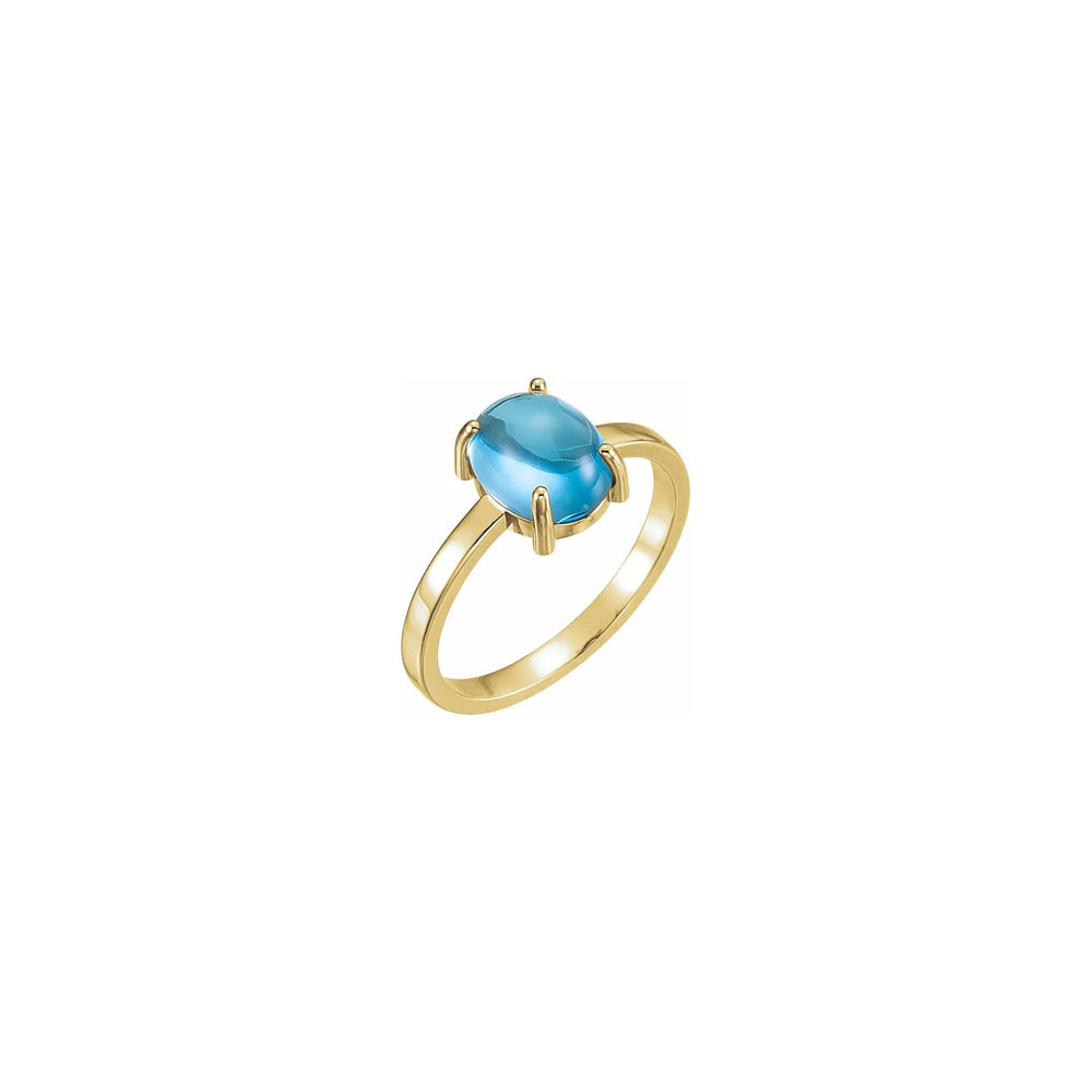 Oval Swiss Blue Topaz Cabochon Ring yellow (14K) main - Popular Jewelry - New York