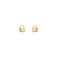 Padlock Stud Earrings yellow (14K) front - Popular Jewelry - New York