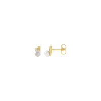 Pearl and Diamond Geometric Stud Earrings yellow (14K) main - Popular Jewelry - New York