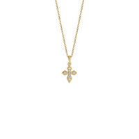 Petite Diamond Cross Necklace yellow (14K) front - Popular Jewelry - New York
