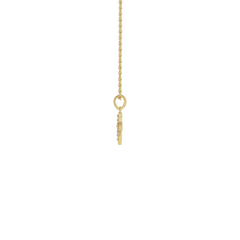Petite Diamond Cross Necklace yellow (14K) side - Popular Jewelry - New York