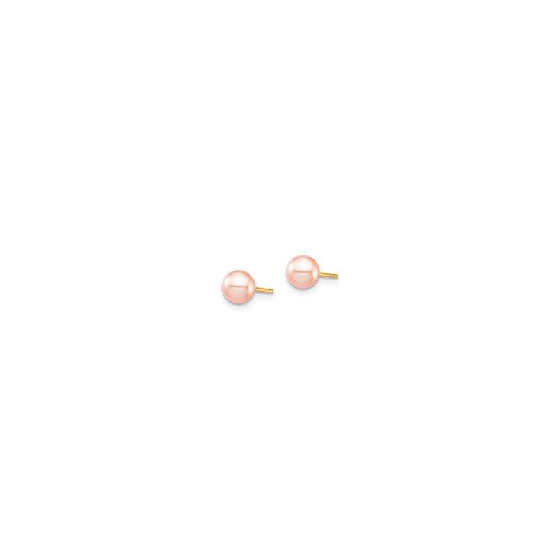 Pink Pearl Stud Earrings (14K) side - Popular Jewelry - New York