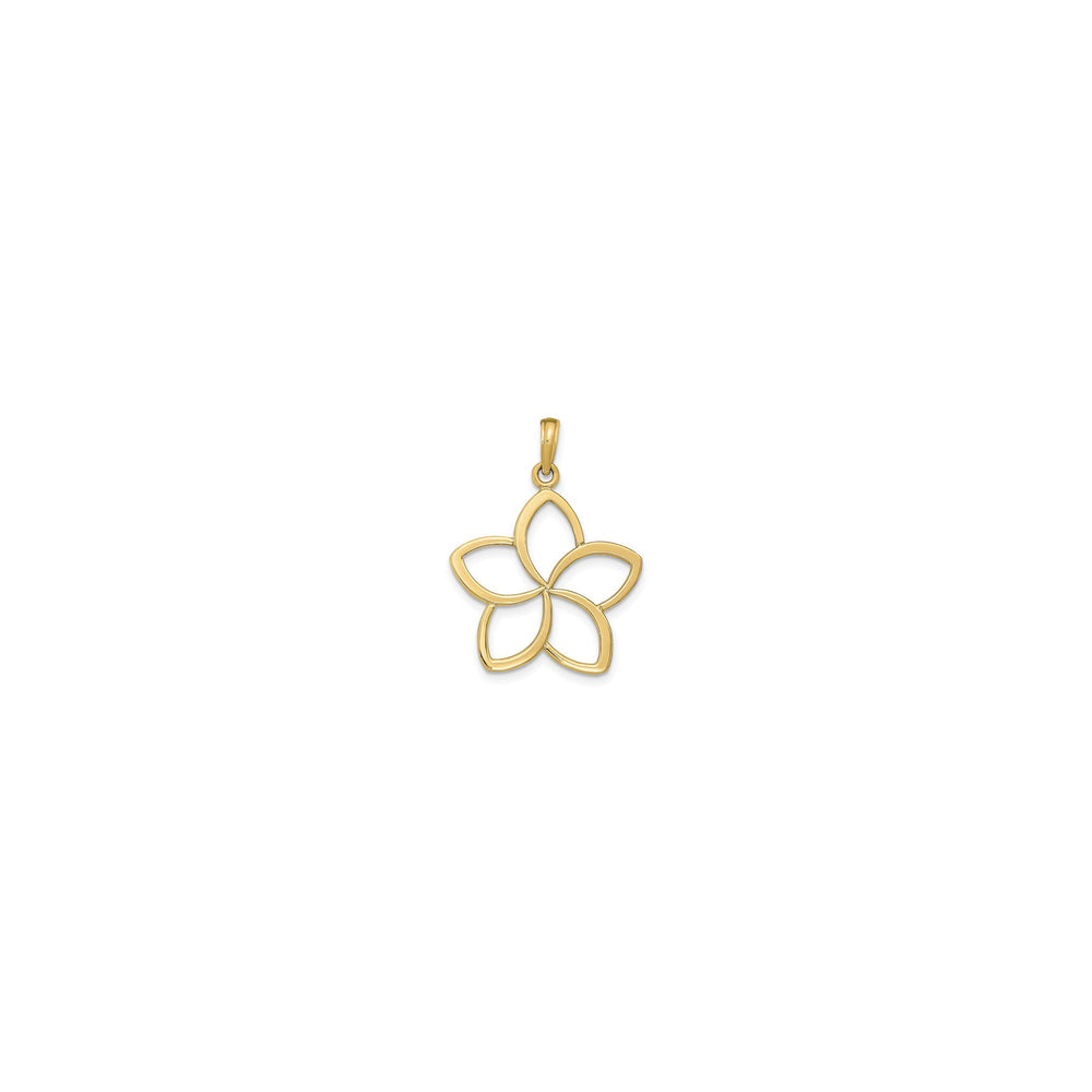 Plumeria Cut Out Pendant yellow (14K) front - Popular Jewelry - New York