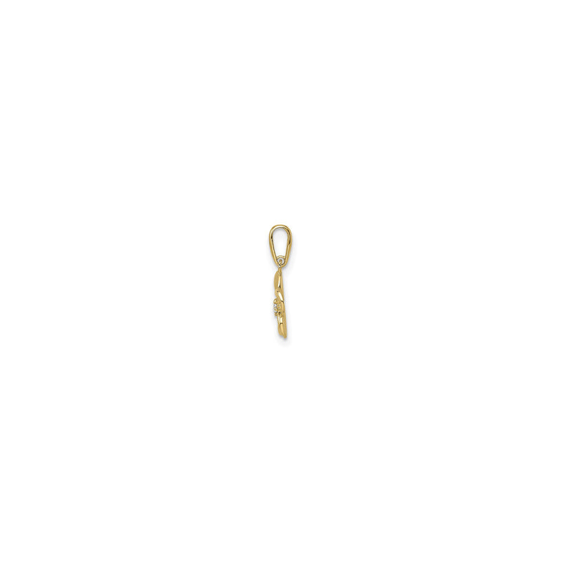 Plumeria Pendant (14K) side - Popular Jewelry - New York