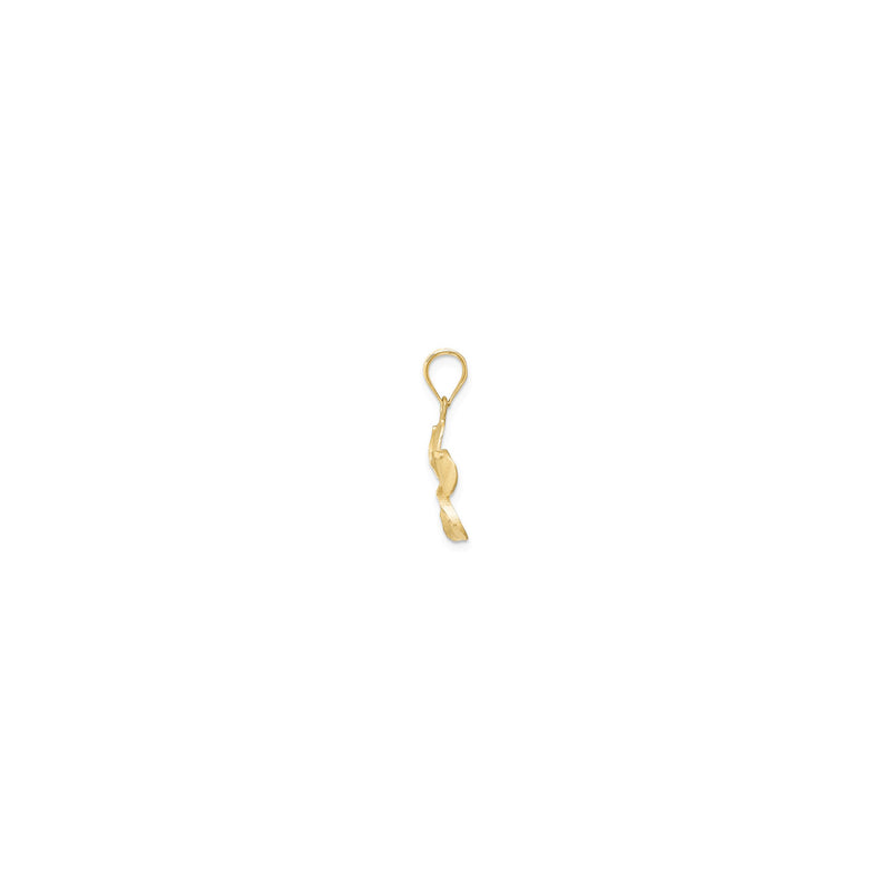 Plumeria Satin Pendant yellow (14K) side - Popular Jewelry - New York