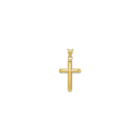 Polished Tube Cross Pendant (14K) front - Popular Jewelry - New York