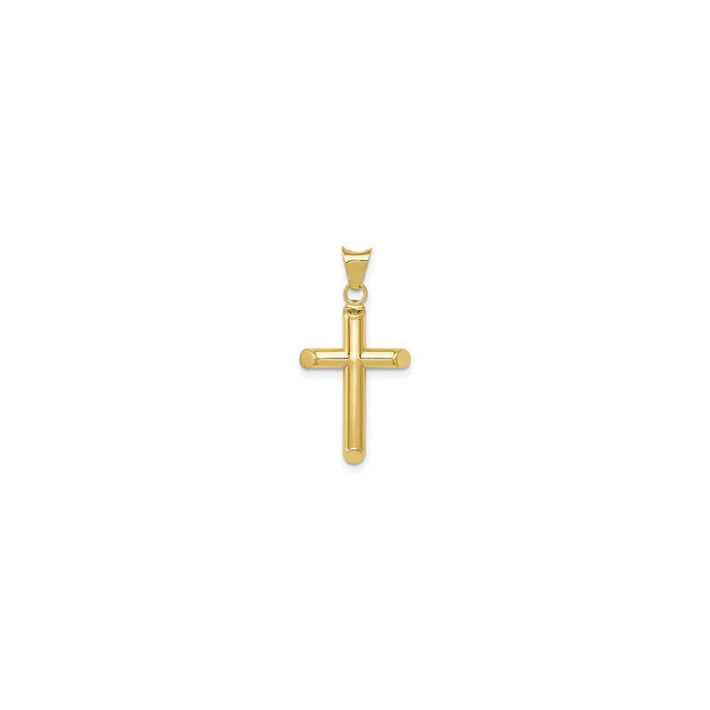 Polished Tube Cross Pendant (14K) front - Popular Jewelry - New York