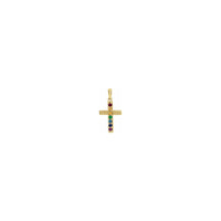Rainbow Multi-Gemstone Cross Pendant wachikaso (14K) kutsogolo - Popular Jewelry - New York
