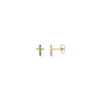 Rainbow Multi-Gemstone Cross Post Earrings yellow (14K) main - Popular Jewelry - New York