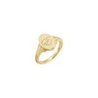 Regal Milgrain Oval Signet Ring yellow (14K) engraved - Popular Jewelry - New York