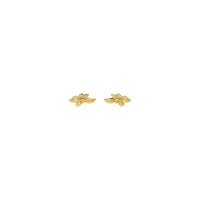 Resting Flower Stud Earrings yellow (14K) front - Popular Jewelry - New York