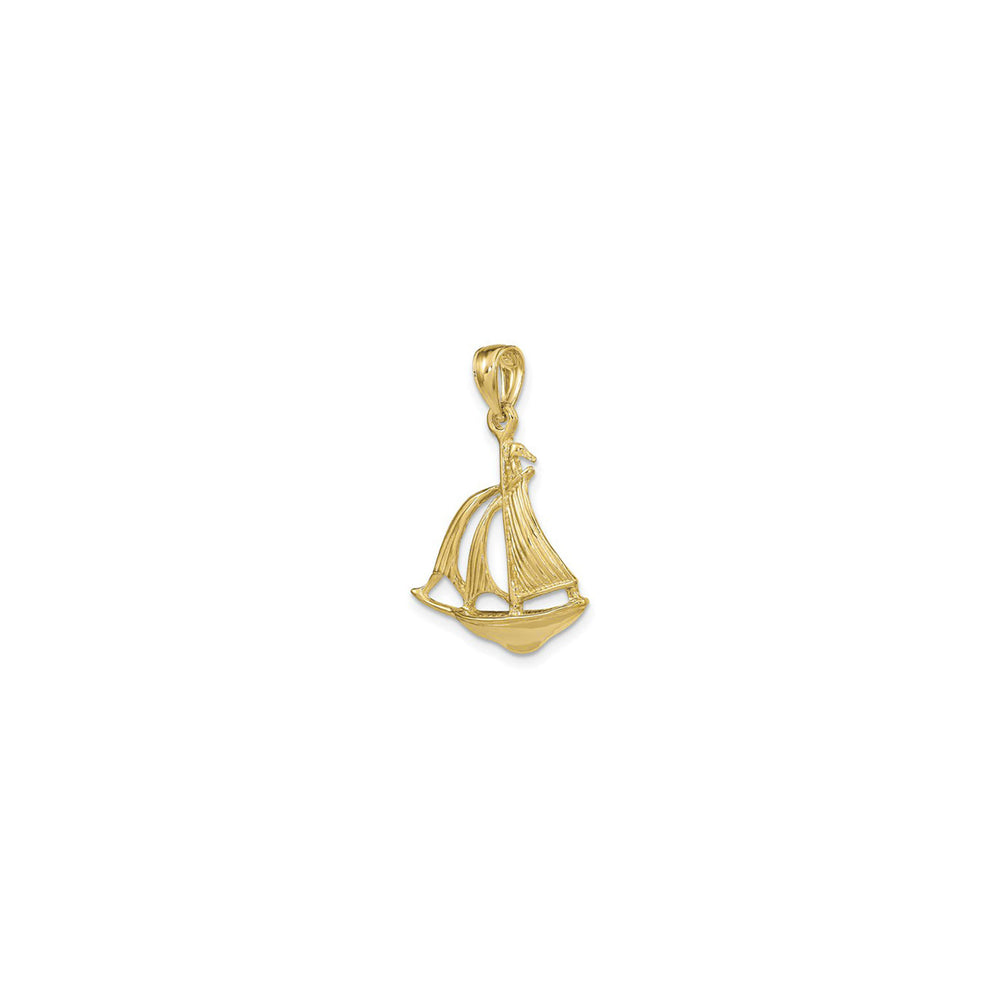 Ribbed Sail Cruising Ship Pendant (14K) diagonal - Popular Jewelry - New York