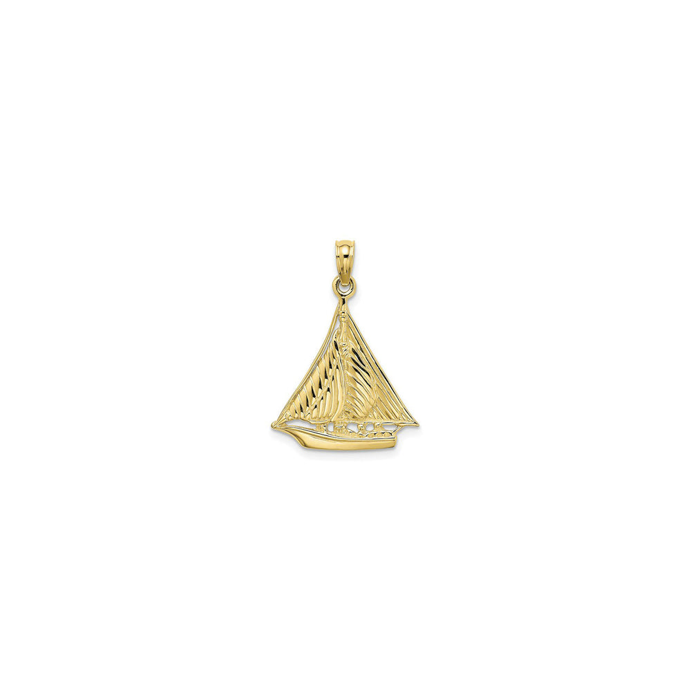 Ribbed Sailboat Pendant (14K) front - Popular Jewelry - New York