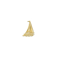 Ribbed Sailboat with Waves Charm (14K) front - Popular Jewelry - New York