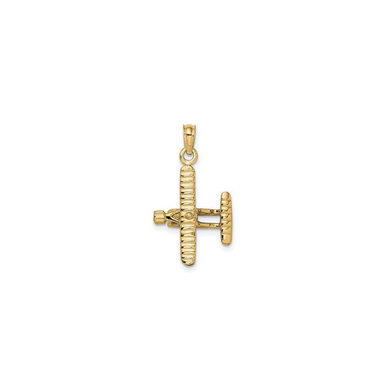 Ribbed Wing Biplane Pendant (14K) front - Popular Jewelry - New York