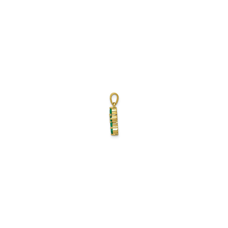 Round Emerald and Diamond Cross Pendant (14K) side - Popular Jewelry - New York