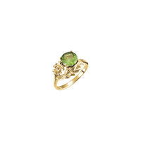 Круглое цветочное кольцо с зеленым драгоценным камнем желтое (14K) главная - Popular Jewelry - Нью-Йорк