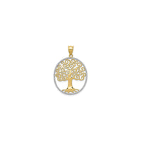 Scrolling Tree Beaded Frame Pendant (14K) front - Popular Jewelry - New York