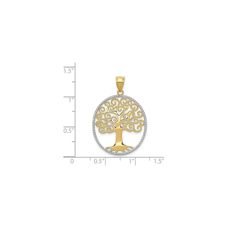 Scrolling Tree Beaded Frame Pendant (14K) scale - Popular Jewelry - New York