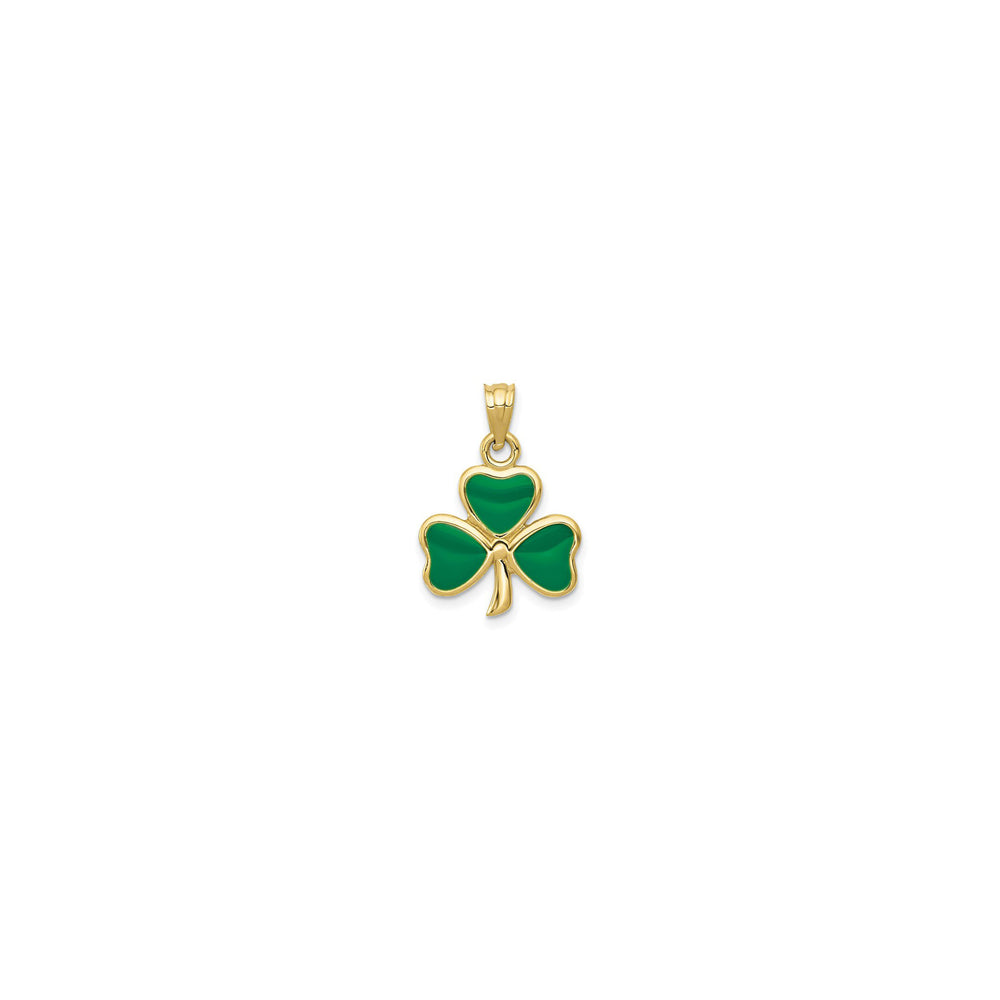 Shamrock Enameled Pendant (14K) front - Popular Jewelry - New York