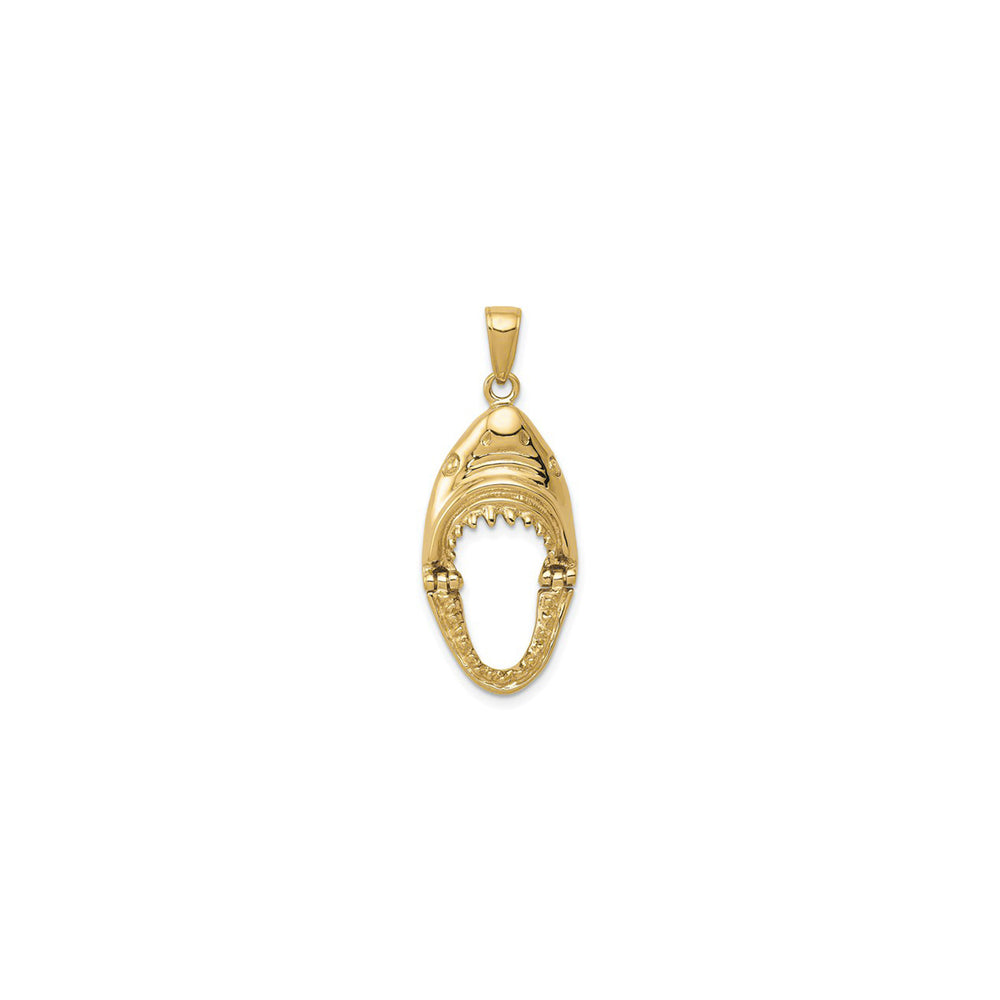 Shark Head Mouth Open Pendant (14K) front open - Popular Jewelry - New York