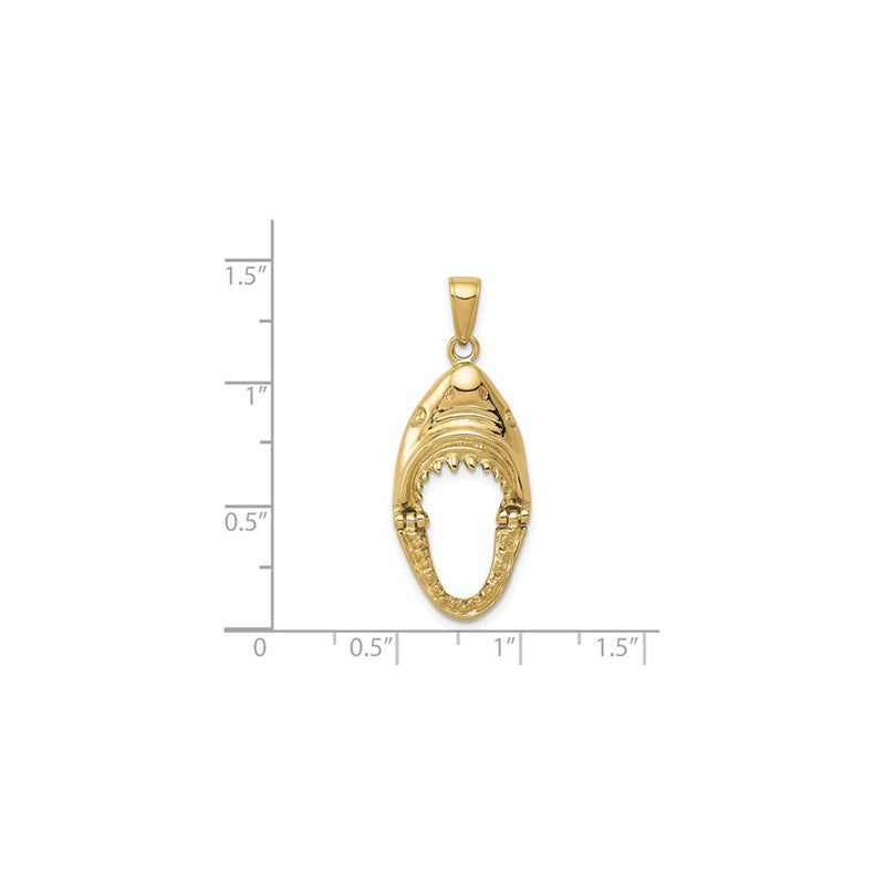 Shark Head Mouth Open Pendant (14K) scale - Popular Jewelry - New York