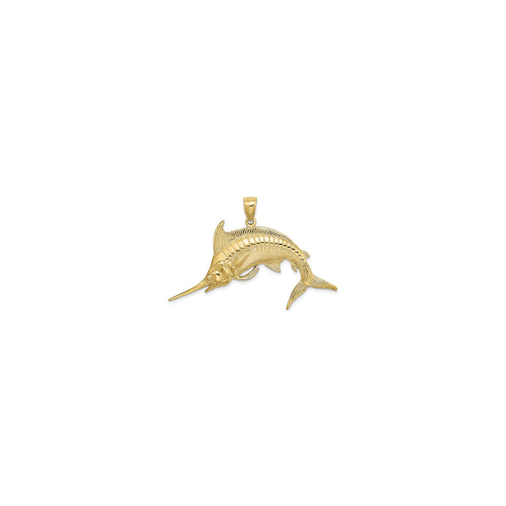 Jumping Marlin Fish Pendant Small (14K) front - Popular Jewelry - New York