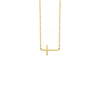 Small Sideways Cross Necklace yellow (14K) front - Popular Jewelry - New York