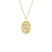 Snake Oval Medal Necklace yellow (14K) front - Popular Jewelry - New York