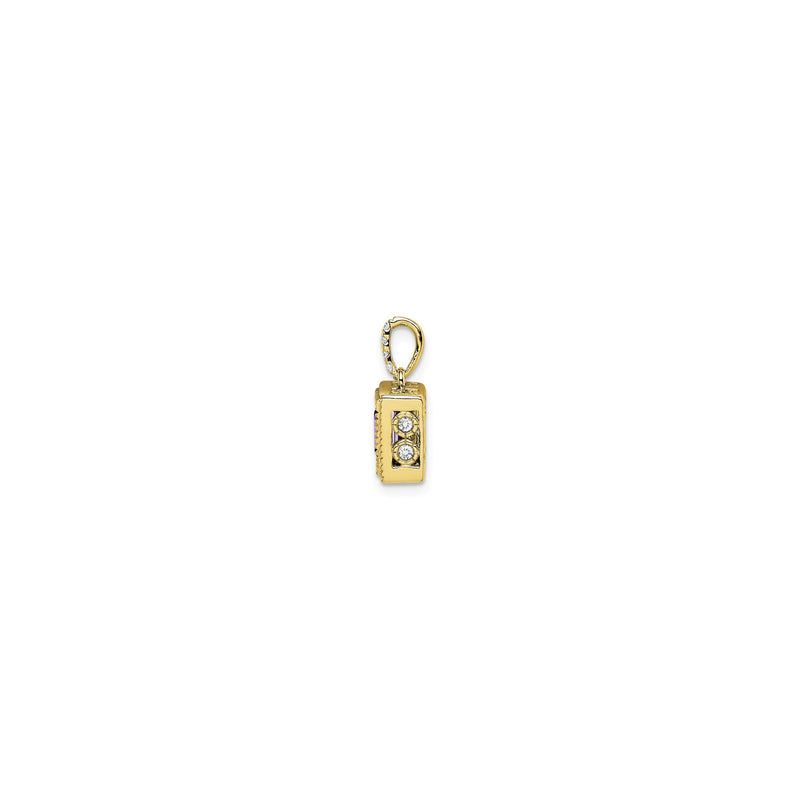 Square Amethyst & Diamond Bezel Pendant (14K) side - Popular Jewelry - New York