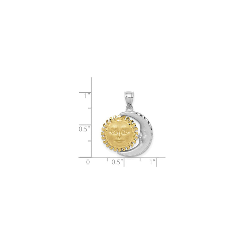 Sun & Moon Two-Toned Satin Pendant (14K) scale - Popular Jewelry - New York