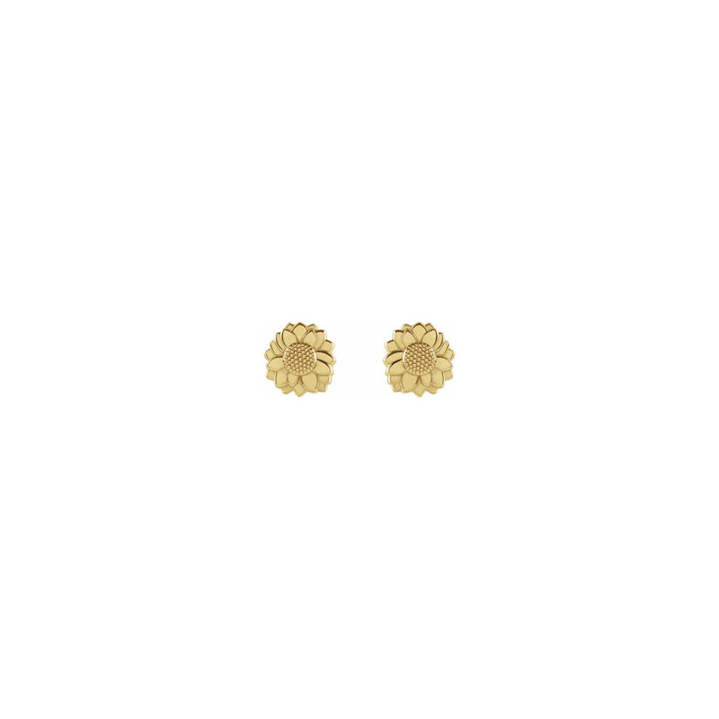 Sunflower Stud Earrings yellow (14K) front - Popular Jewelry - New York