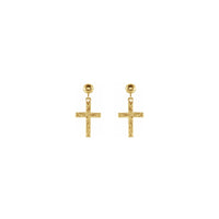 ቴክስቸርድ መስቀል ዳንግሊንግ ጉትቻ (14 ኪ) ፊት - Popular Jewelry - ኒው ዮርክ