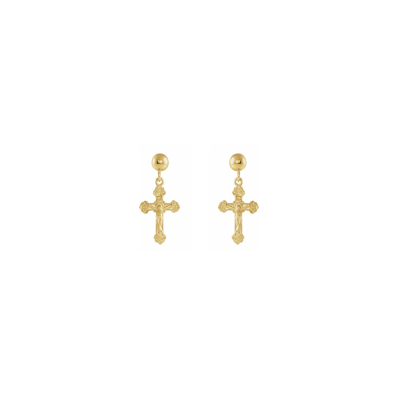 Crucifix Dangling Earrings (14K) front - Popular Jewelry - New York
